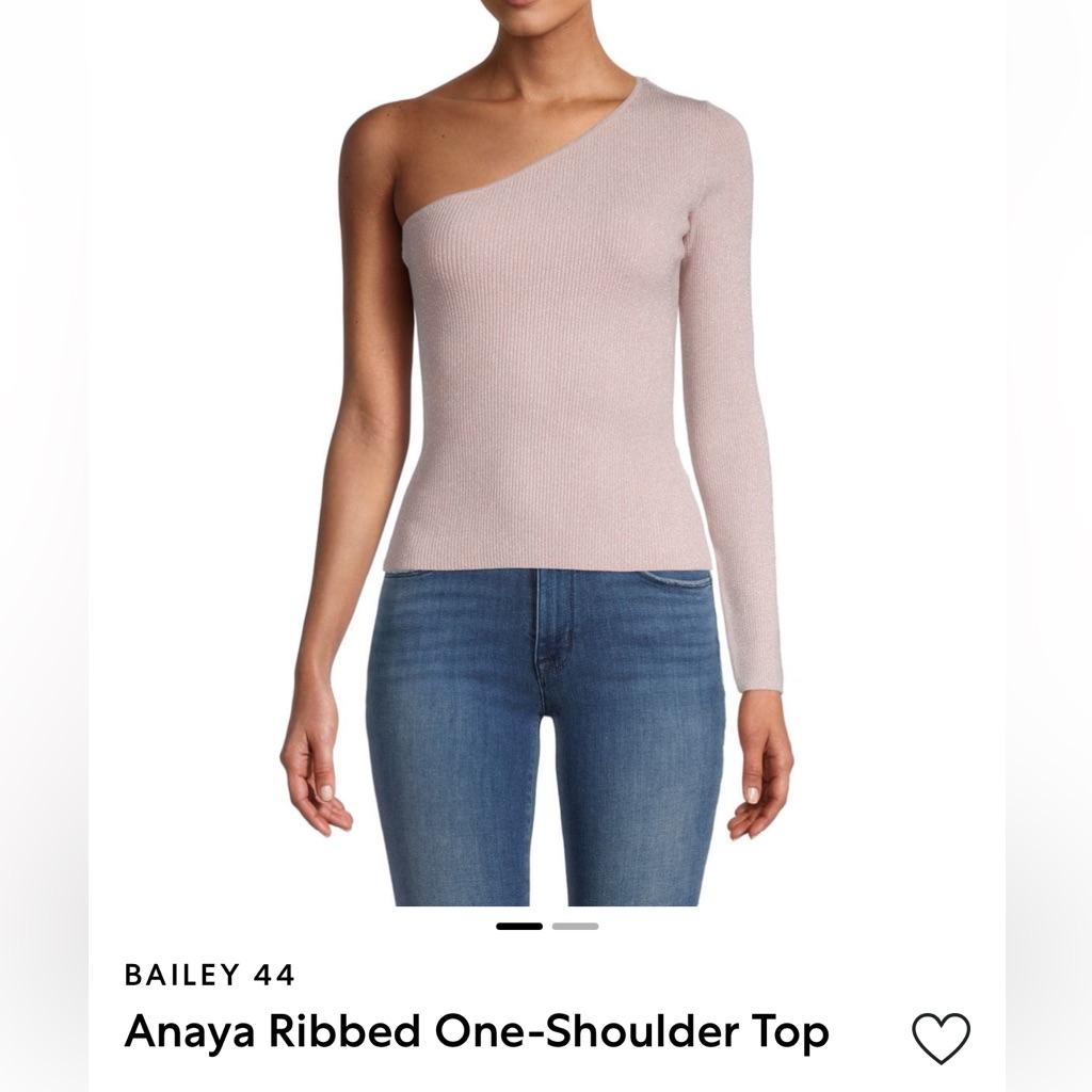 Bailey 44, Pink/Blush One Sleeve /Shoulder Top Touch Of Metallic, S, Retail $138